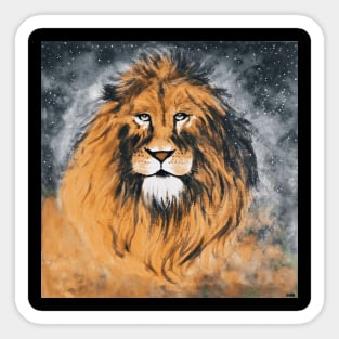 Wild lion grey black space and stars Sticker